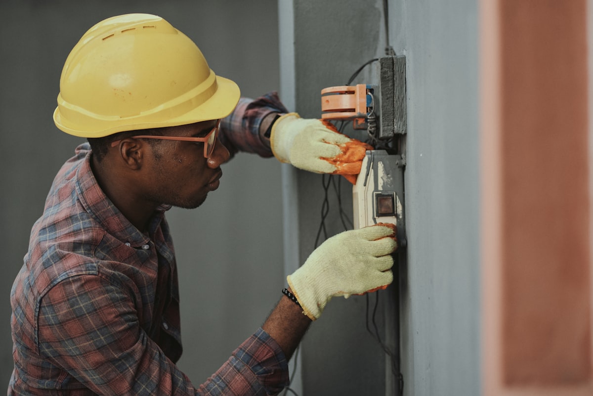 Electrician working on residential wiring